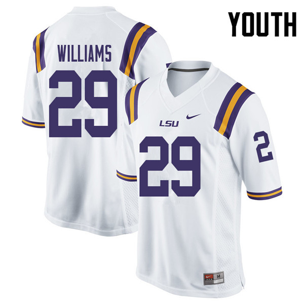 Youth #29 Greedy Williams LSU Tigers College Football Jerseys Sale-White